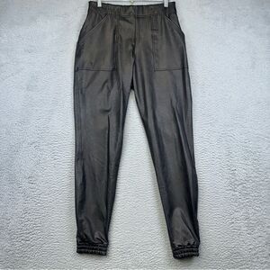 Spanx Faux Leather Leggings Womens Medium Black Stretch Pockets Casual Tapered‎